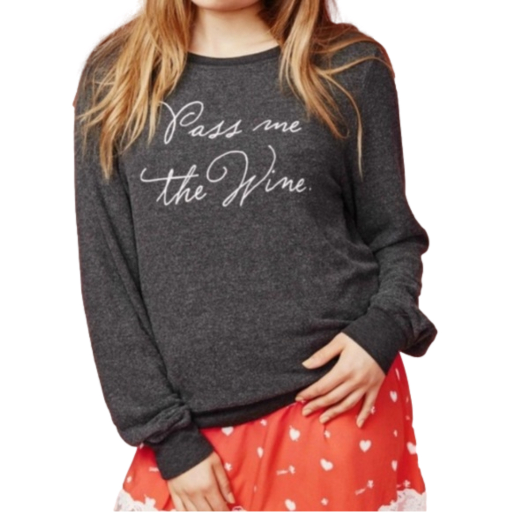 Wildfox Sweatshirt | Pass Me The Wine Gray size XS